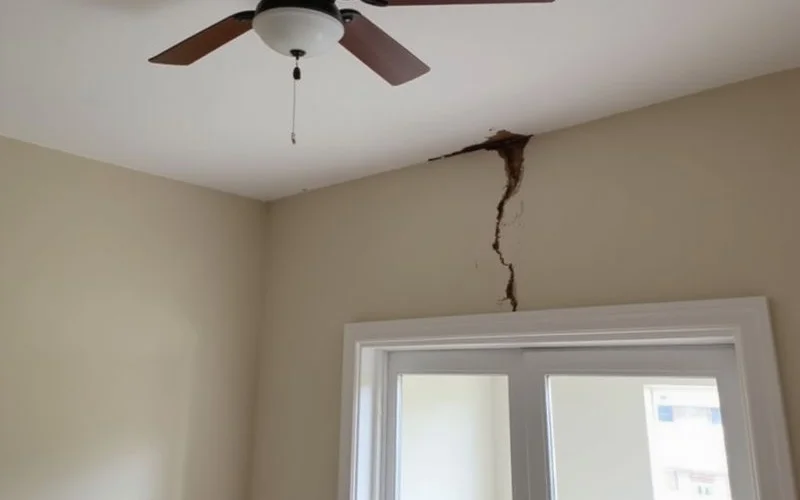 Ceiling seam separation at a wall joint