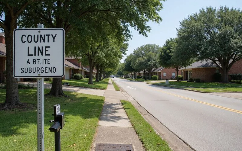County line sign in a greater Houston suburb marking a jurisdiction change