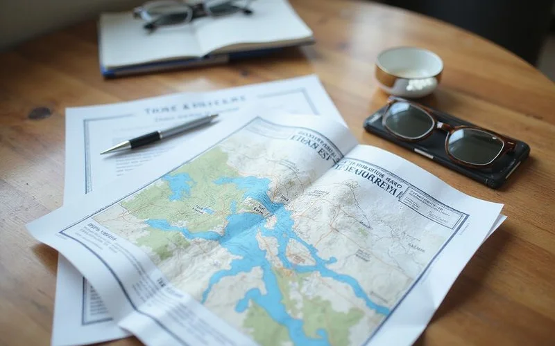 Flood map and elevation certificate documents on a table
