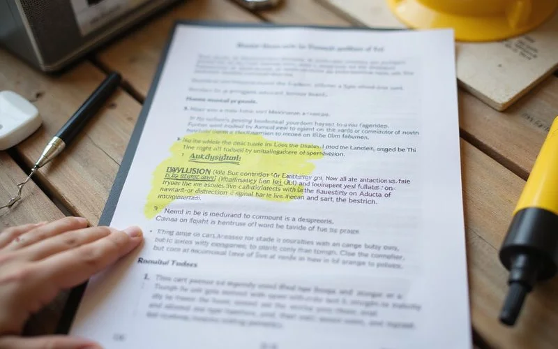 Highlighted exclusions section of a contractor proposal