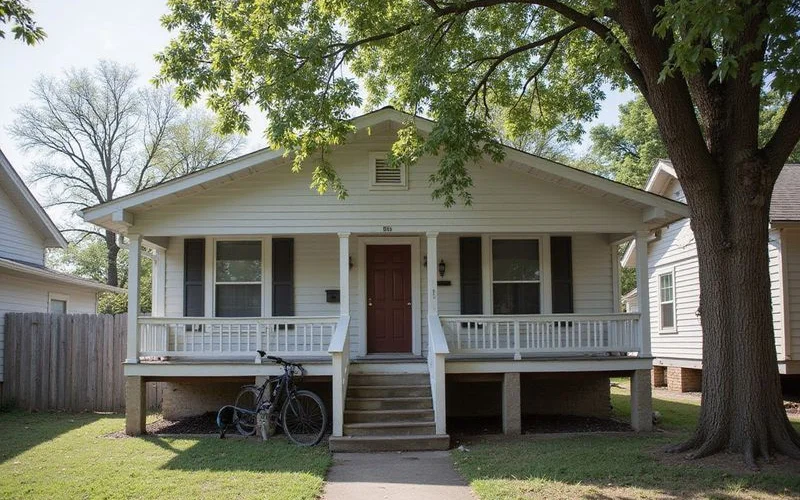 Historic Heights bungalow exterior on a raised foundation