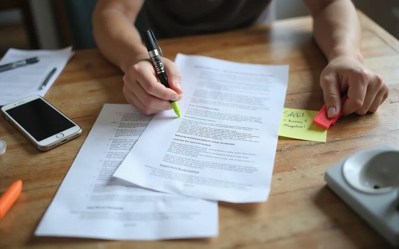 Homeowner comparing two written scopes at a table
