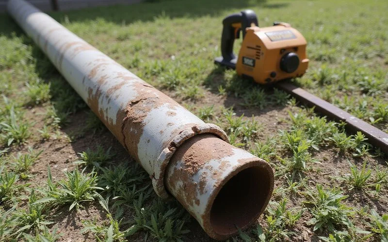 Section of corroded cast iron drain pipe removed from beneath a slab