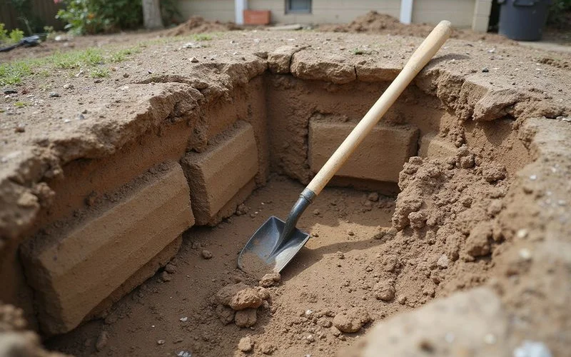 Cross-section illustration of piers reaching load-bearing strata
