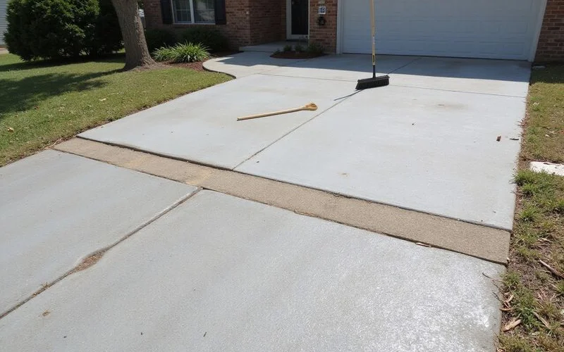 The same driveway after lifting, level with the adjacent slab