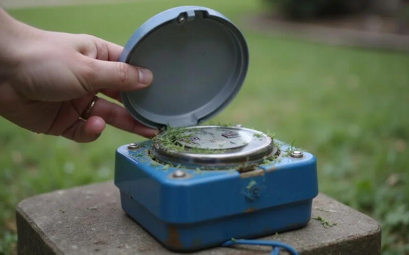 Water meter being checked outside a Houston home