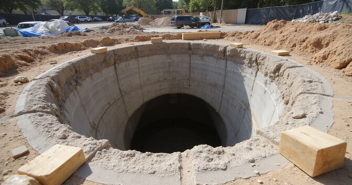 Access tunnel entrance dug beside a Houston home slab
