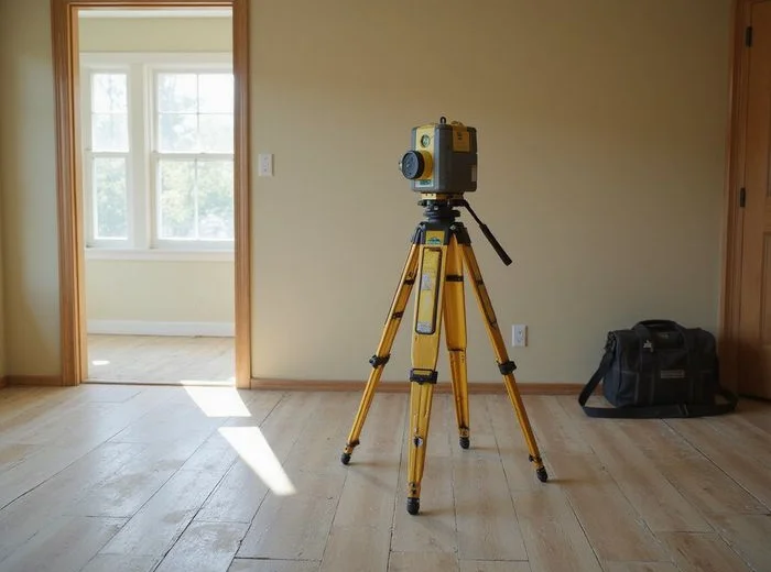 Laser level transmitter set up for a relative elevation survey