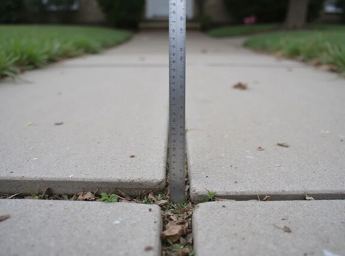 Trip hazard lip between two settled sidewalk panels